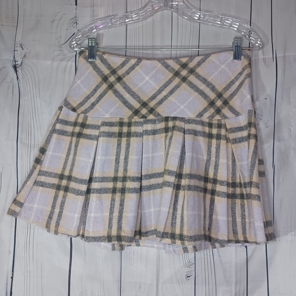 Francesca's Plaid Skirt in Purple, Cream, and Gray - Picture 1 of 13